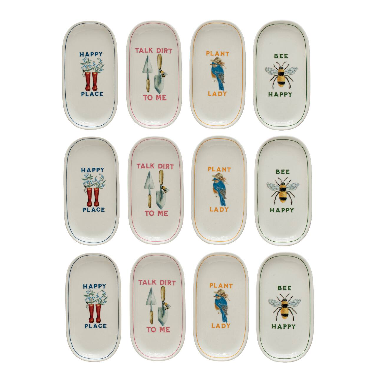 Hello Honey® Painted Fauna Rectangular Stoneware Plate Set